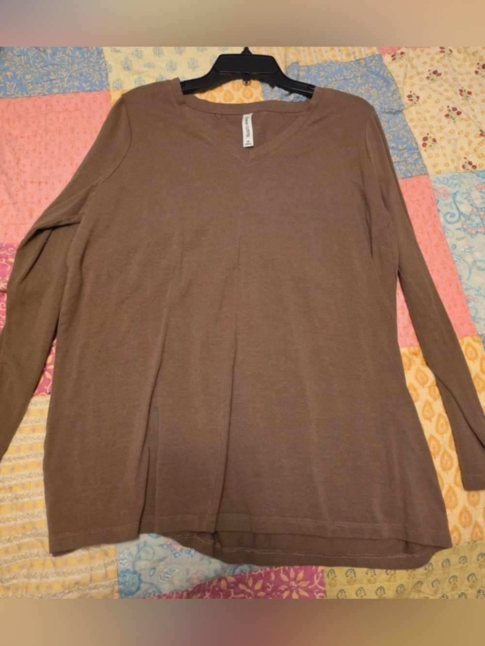 Zenana Outfitters Brown Long Sleeve V-Neck Staple Fall Top 1X